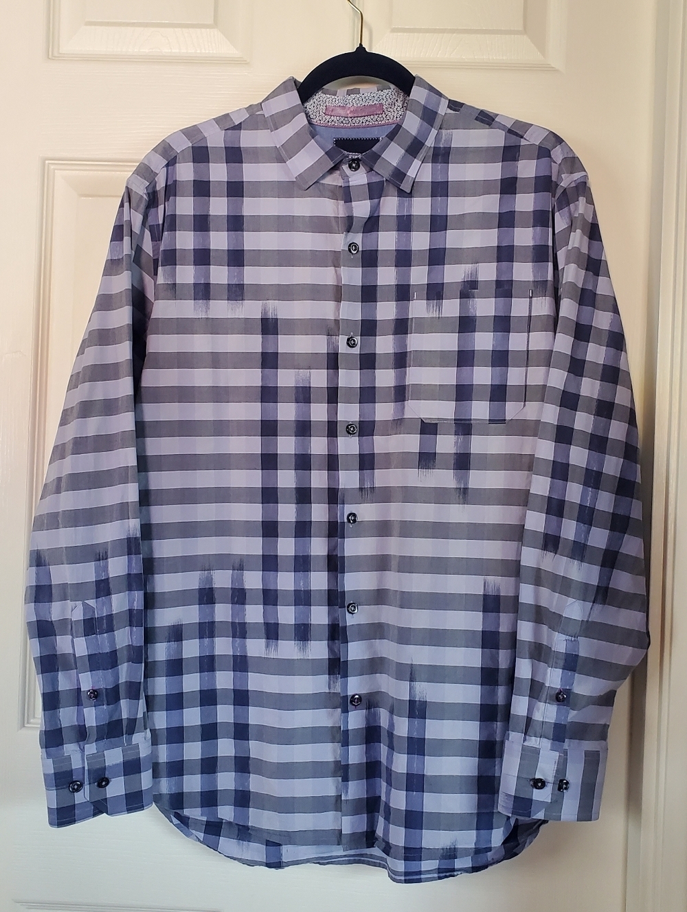Tommy Bahama Shirt King Gingham Plaid Ocean Deep Flip Cuffs Button-up Summer Lrg